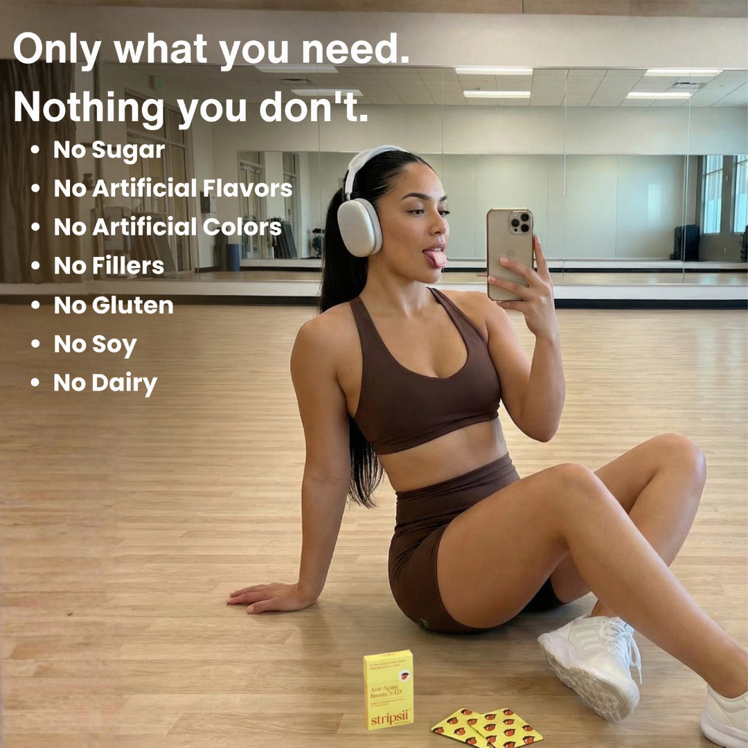 Stripsii™ Fast-Dissolving Beauty Supplement Strips – Hair, Skin & Nails Support with Marine Collagen, NAD, Biotin & More