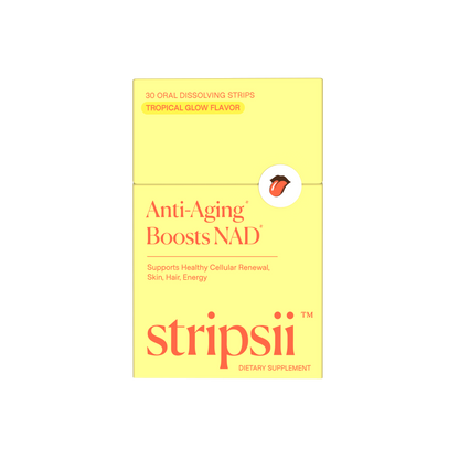 Stripsii™ Anti-Aging Beauty Strips – Hydrolyzed Marine Collagen, NAD, Biotin & More | Oral Dissolving, Sugar-Free, Clean-Label |Skincare & Haircare Supplement (Tropical Flavor) - COPY