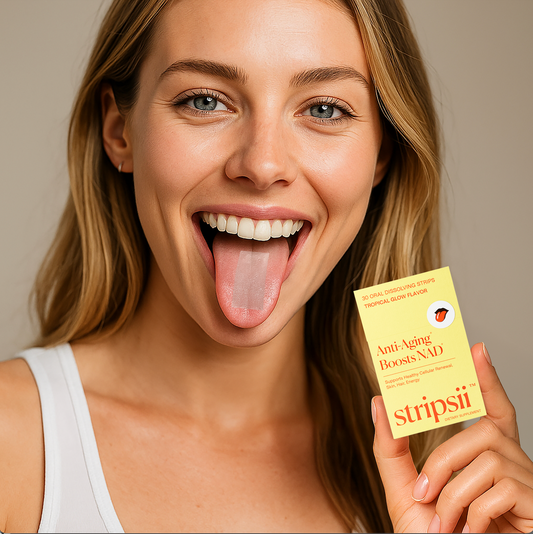 Stripsii™ Anti-Aging Beauty Strips – Hydrolyzed Marine Collagen, NAD, Biotin & More | Oral Dissolving, Sugar-Free, Clean-Label |Skincare & Haircare Supplement (Tropical Flavor) - COPY